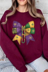 Mardi Gras Bow Block Graphic Sweatshirt STYLE SOURCE