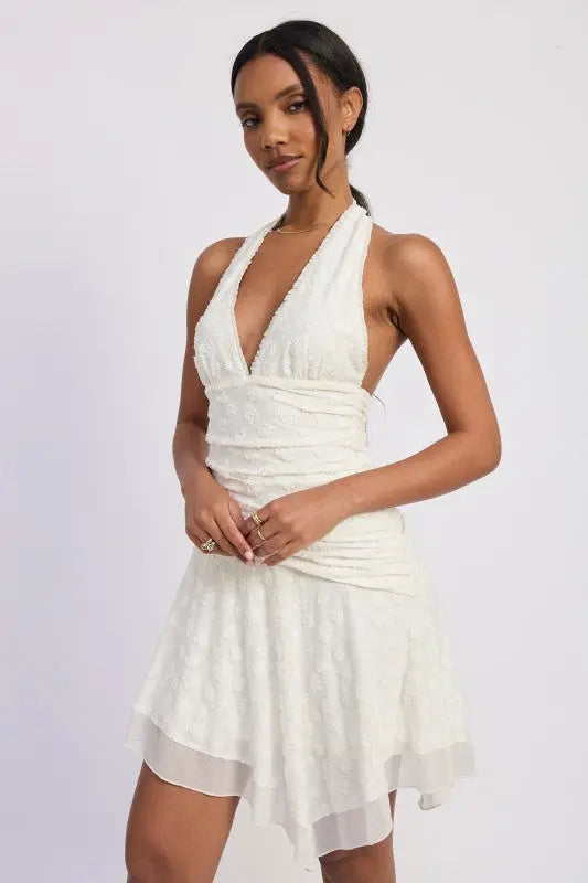 HALTER ASYMMETRICAL PRINTED DRESS STYLE SOURCE