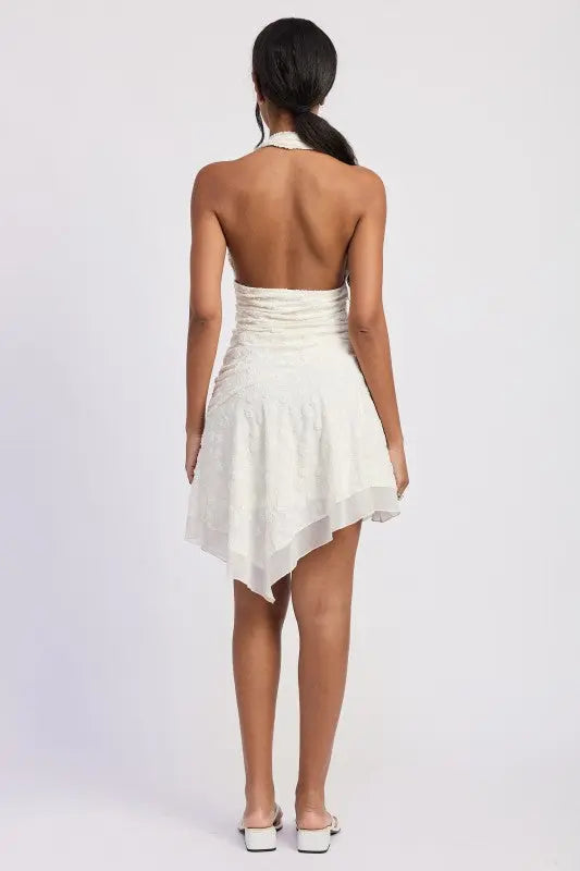 HALTER ASYMMETRICAL PRINTED DRESS STYLE SOURCE