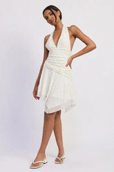 HALTER ASYMMETRICAL PRINTED DRESS STYLE SOURCE
