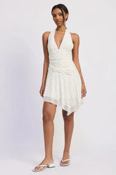 HALTER ASYMMETRICAL PRINTED DRESS STYLE SOURCE