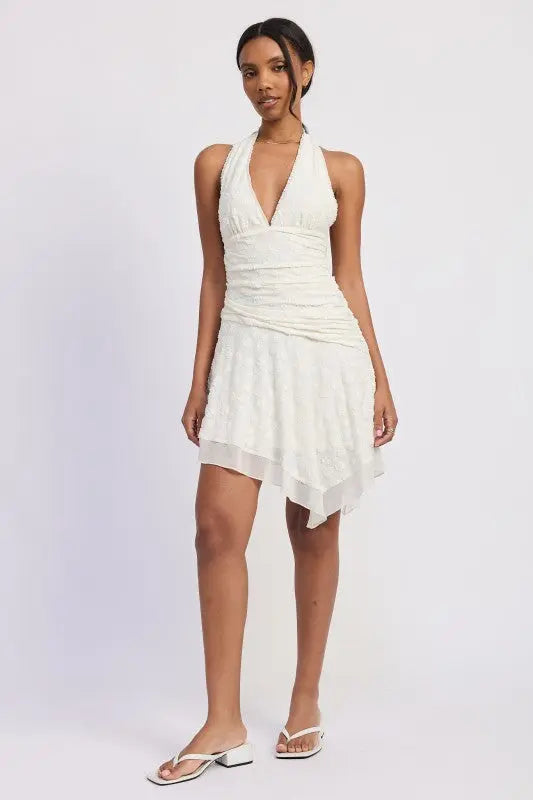 HALTER ASYMMETRICAL PRINTED DRESS STYLE SOURCE