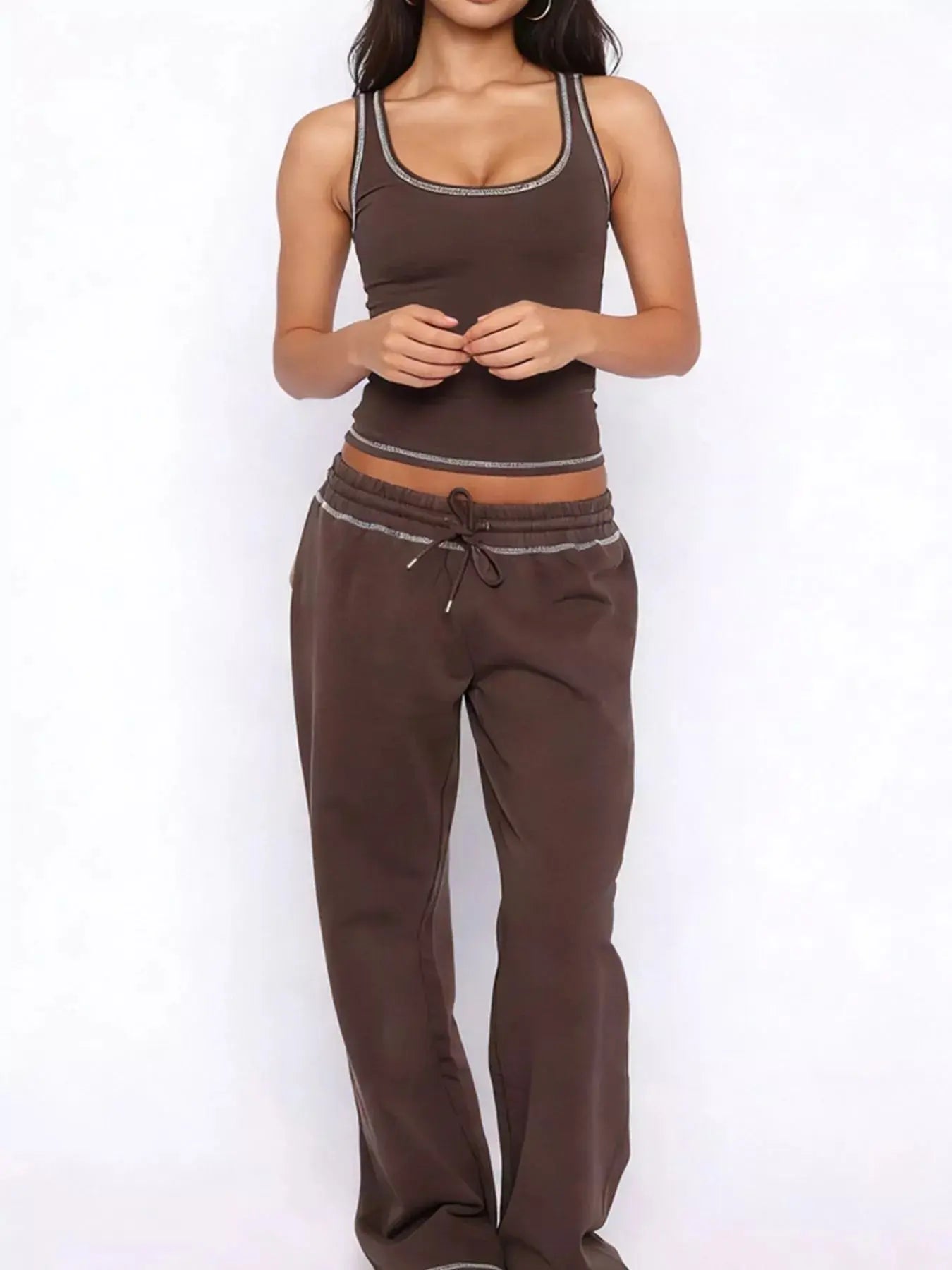 Scoop Neck Tank Top and Drawstring Pants Set STYLE SOURCE