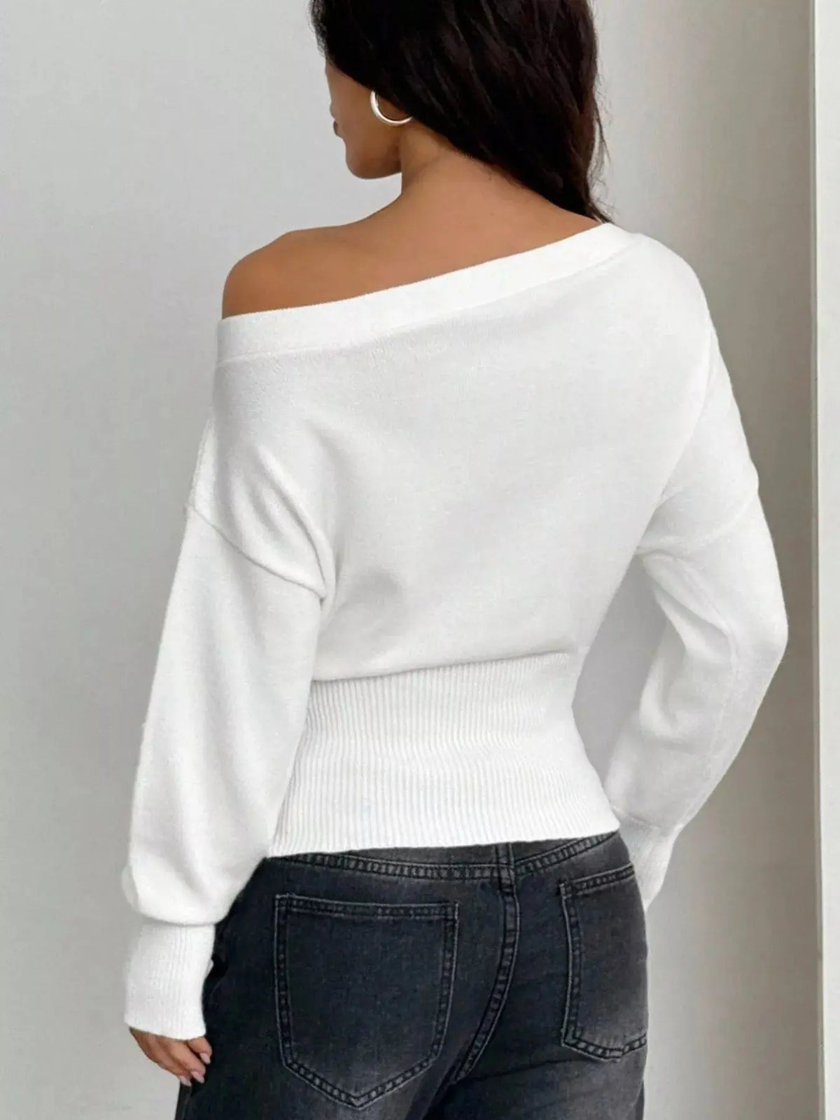 One Shoulder Cropped Sweater STYLE SOURCE