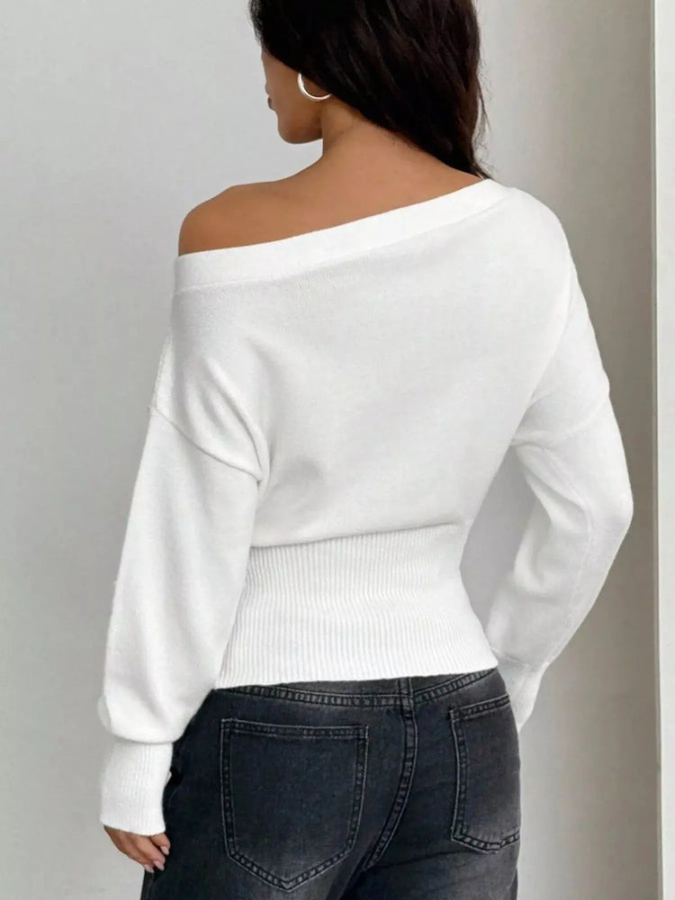 One Shoulder Cropped Sweater STYLE SOURCE