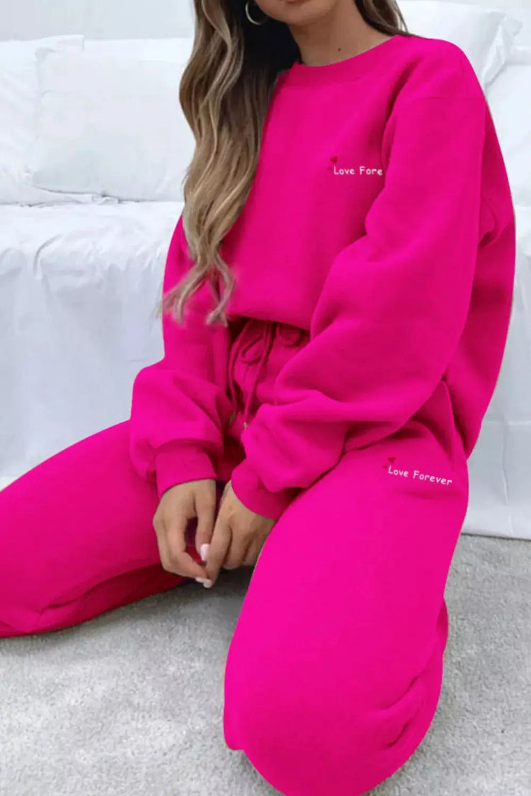 Round Neck Sweatshirt and Joggers Set STYLE SOURCE