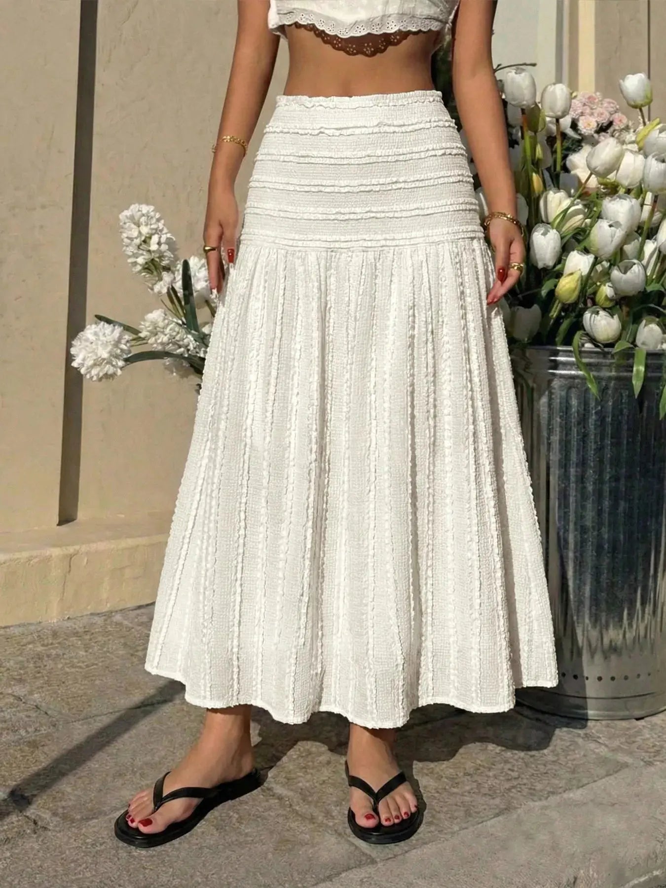 Textured A-Line Midi Skirt STYLE SOURCE