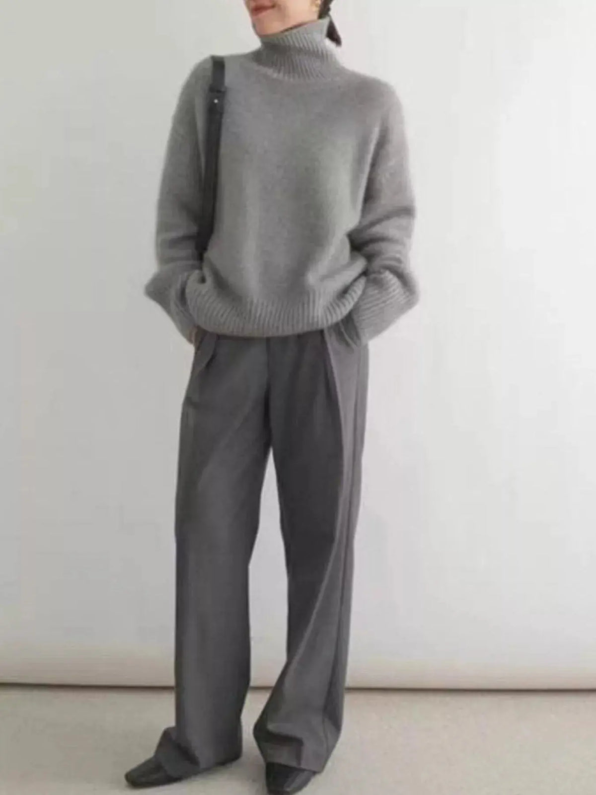 Turtleneck Dropped Shoulder Sweater STYLE SOURCE