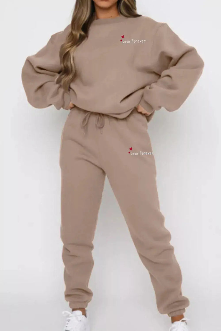 Round Neck Sweatshirt and Joggers Set STYLE SOURCE