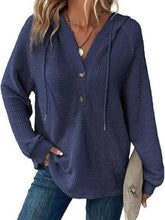 Full Size Button Detail Waffle Knit Hoodie Plus Size STYLE SOURCE