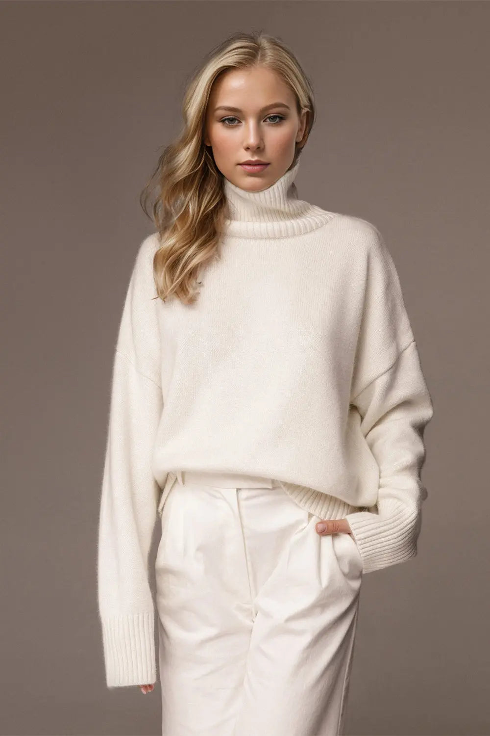 Basic Bae Turtleneck Dropped Shoulder Long Sleeve Sweater STYLE SOURCE