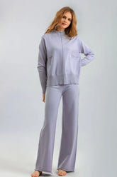 Basic Bae Mock Neck Long Sleeve Top and Pants Sweater Set STYLE SOURCE