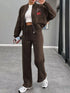 Zip Up Dropped Shoulder Outerwear and Pants Set STYLE SOURCE
