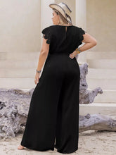 Plus Size Lace Cap Sleeve Wide Leg Jumpsuit STYLE SOURCE