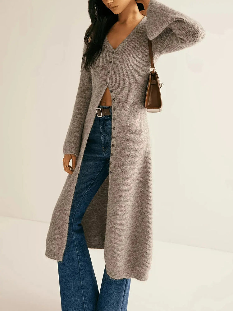 Longline Button-Down Bell Sleeve Cardigan STYLE SOURCE