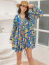 Printed V-Neck Balloon Sleeve Mini Dress STYLE SOURCE