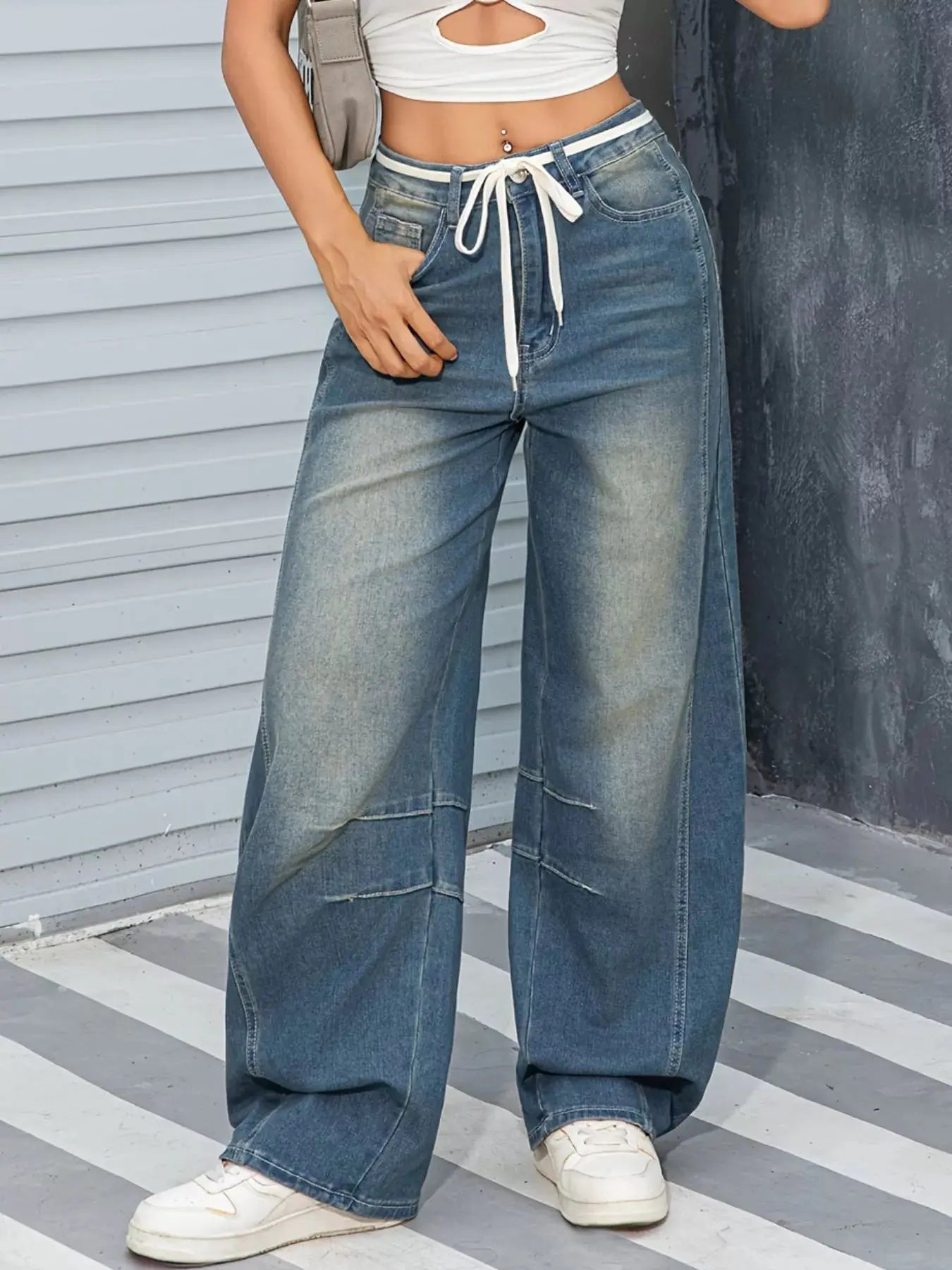Vintage Wash Wide Leg Jeans STYLE SOURCE