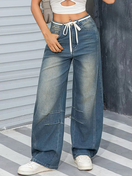 Vintage Wash Wide Leg Jeans STYLE SOURCE