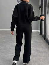 Zip Up Dropped Shoulder Outerwear and Pants Set STYLE SOURCE