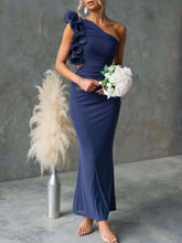 One-Shoulder Floral Trim Sleeveless Maxi Dress STYLE SOURCE