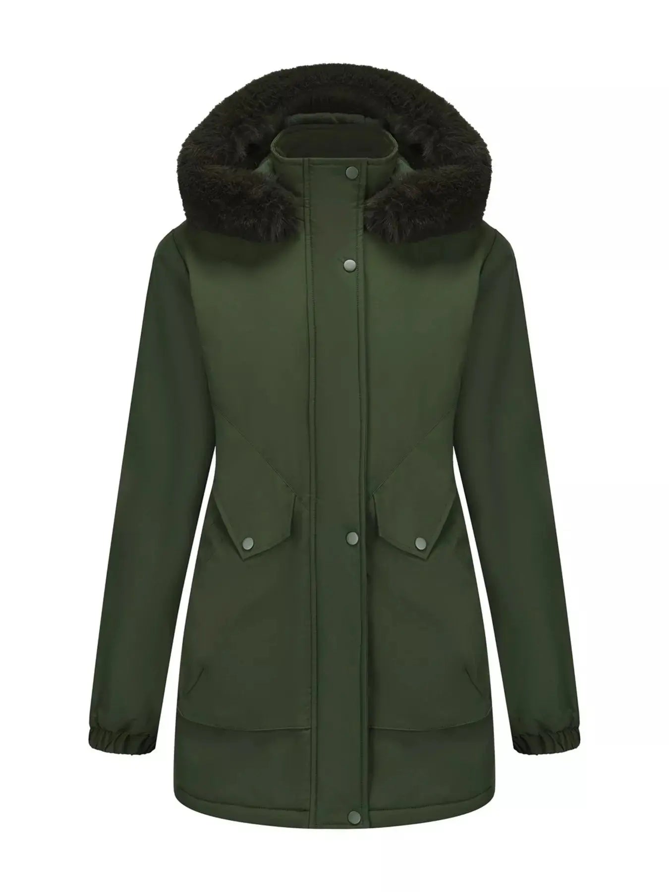 Full Size Fur Hooded Warm Winter Parka Outerwear Plus Size STYLE SOURCE