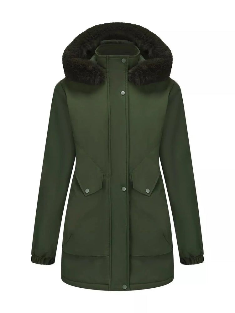 Full Size Fur Hooded Warm Winter Parka Outerwear Plus Size STYLE SOURCE