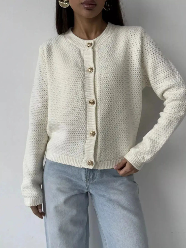 Button Up Texture Knit Cardigan STYLE SOURCE