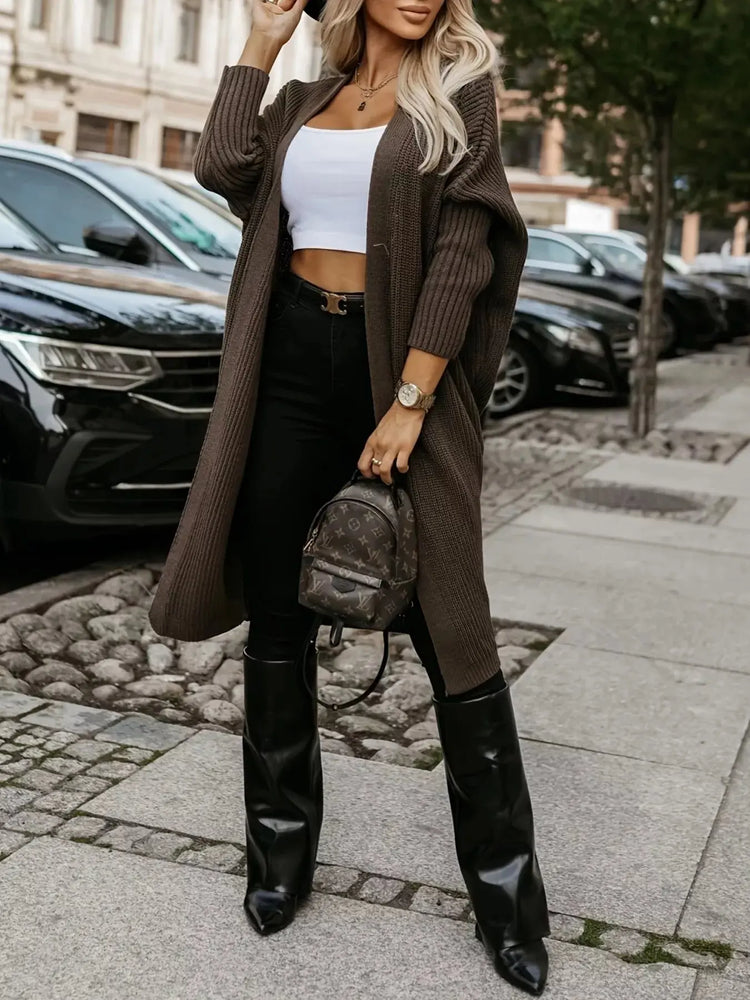 Open Front Longline Knit Cardigan STYLE SOURCE