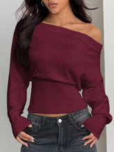 One Shoulder Cropped Sweater STYLE SOURCE