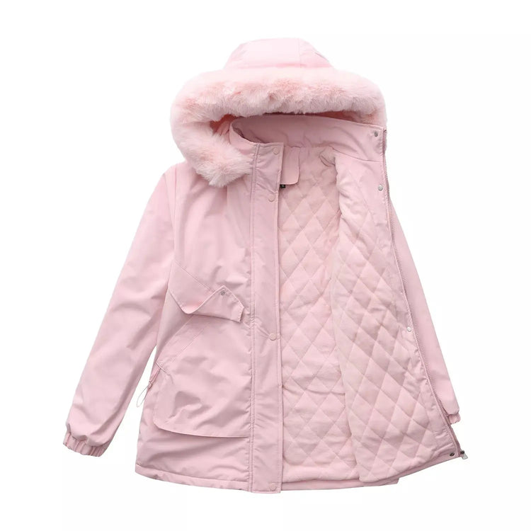 Full Size Fur Hooded Warm Winter Parka Outerwear Plus Size STYLE SOURCE