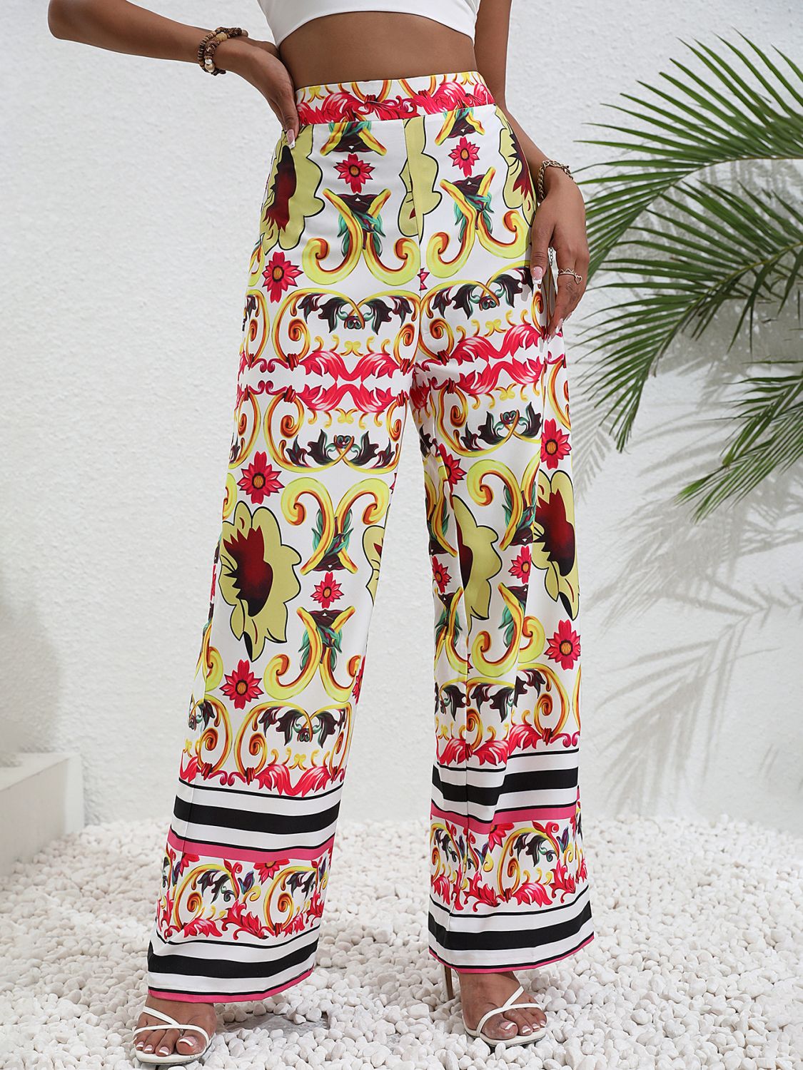 Printed High-Rise Wide Leg Pants STYLE SOURCE