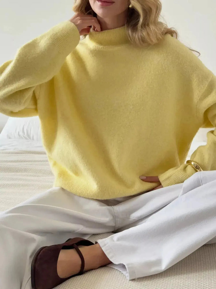 Mock Neck Dropped Shoulder Sweater STYLE SOURCE