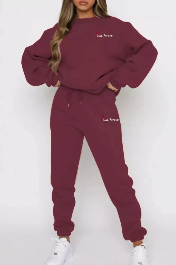 Round Neck Sweatshirt and Joggers Set STYLE SOURCE