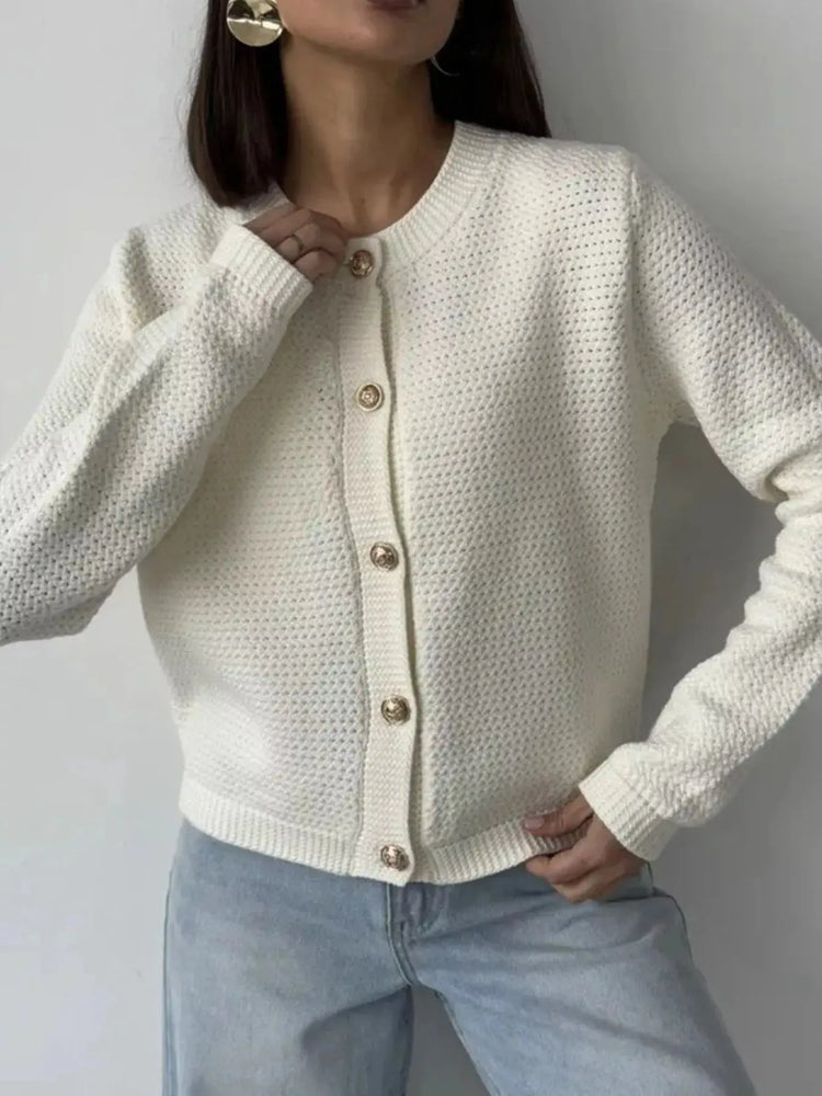 Button Up Texture Knit Cardigan STYLE SOURCE