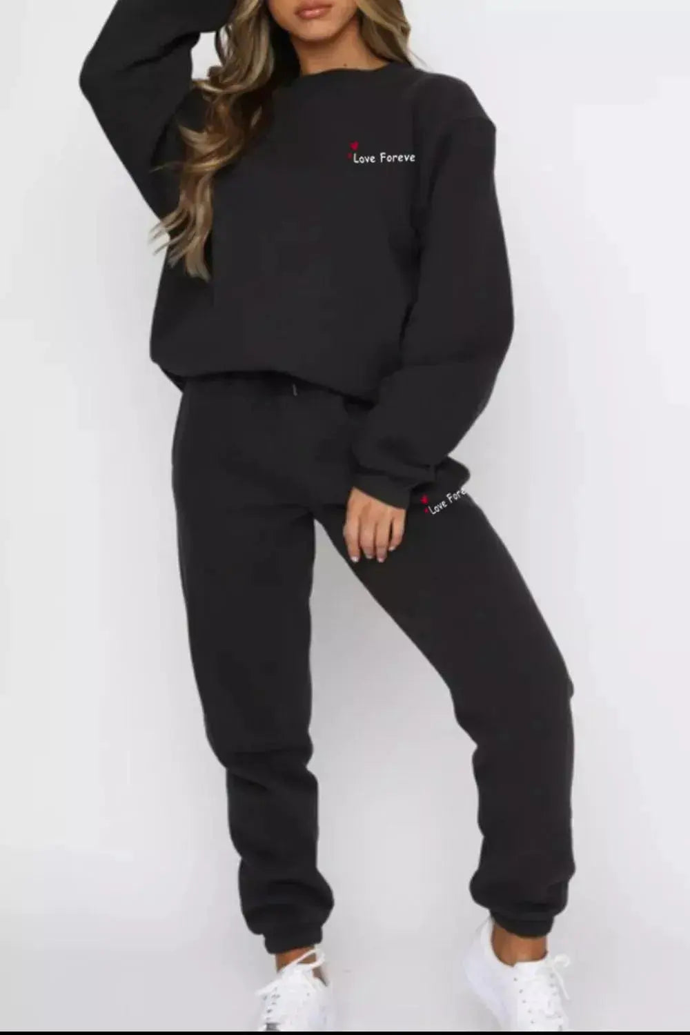 Round Neck Sweatshirt and Joggers Set STYLE SOURCE