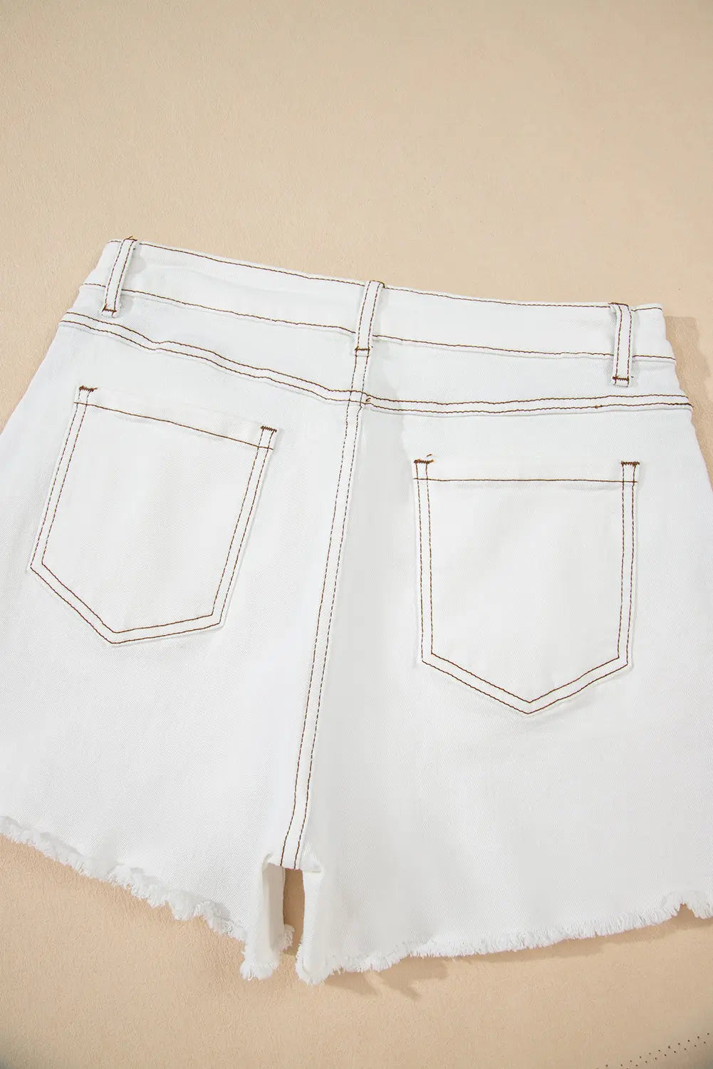 White Raw Hem High Waist Denim Shorts STYLE SOURCE