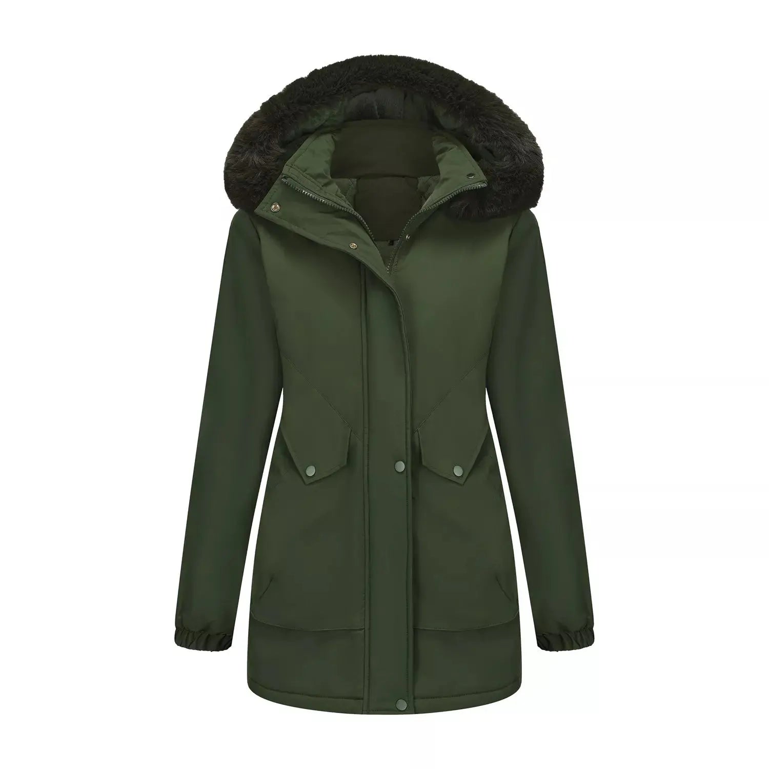 Full Size Fur Hooded Warm Winter Parka Outerwear Plus Size STYLE SOURCE