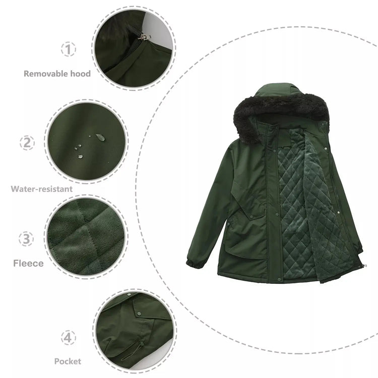 Full Size Fur Hooded Warm Winter Parka Outerwear Plus Size STYLE SOURCE