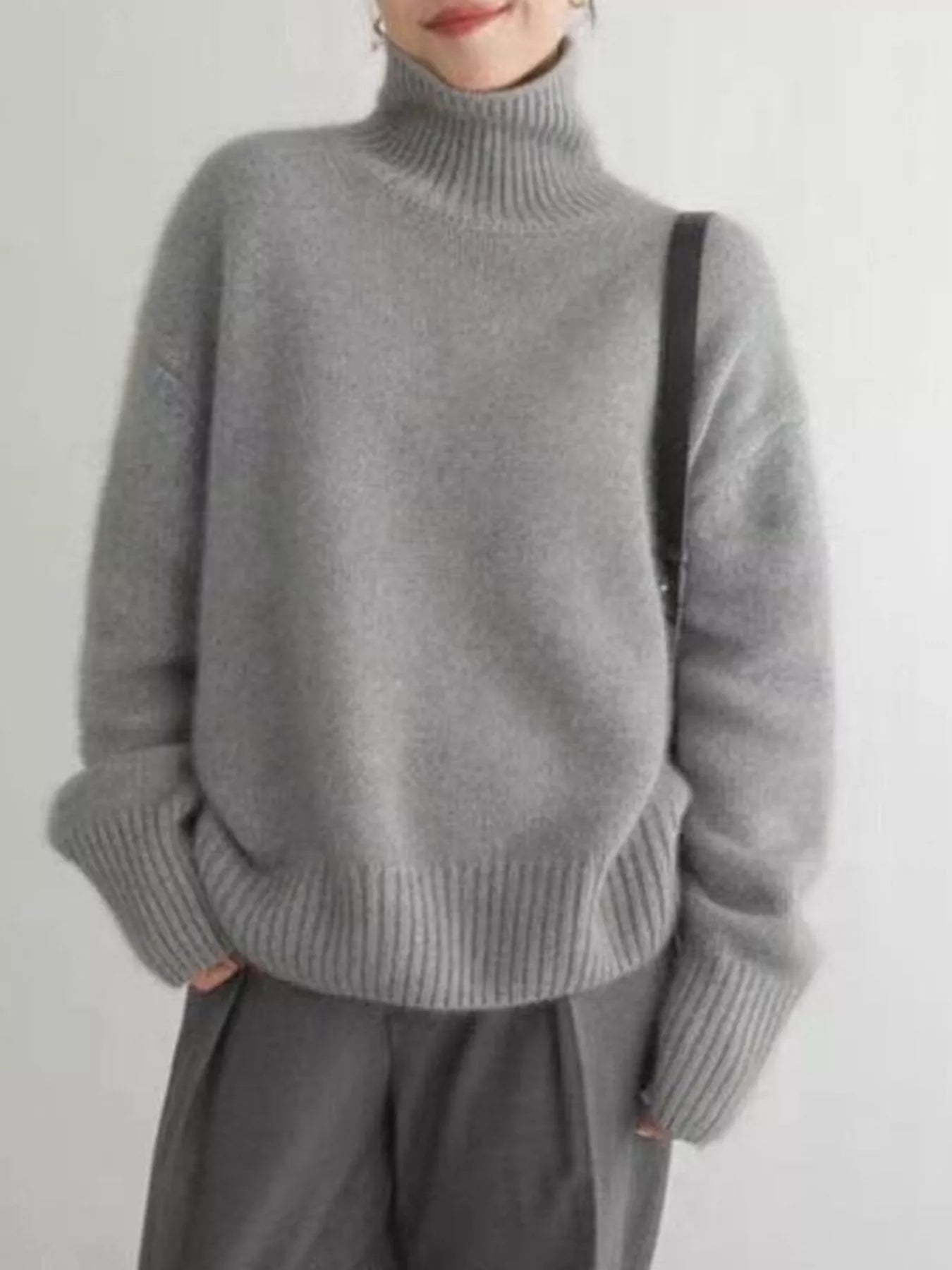 Turtleneck Dropped Shoulder Sweater STYLE SOURCE