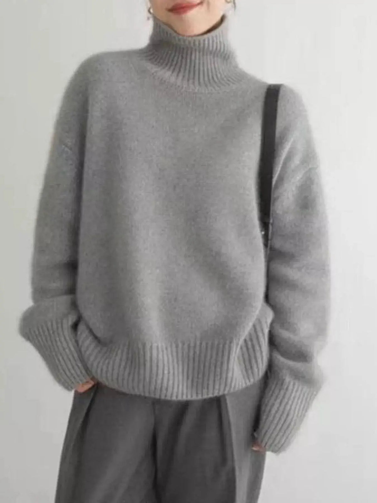 Turtleneck Dropped Shoulder Sweater STYLE SOURCE