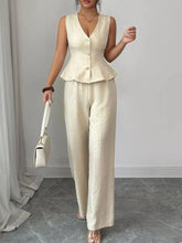 Sleeveless Peplum Top and Wide Leg Pants Set STYLE SOURCE