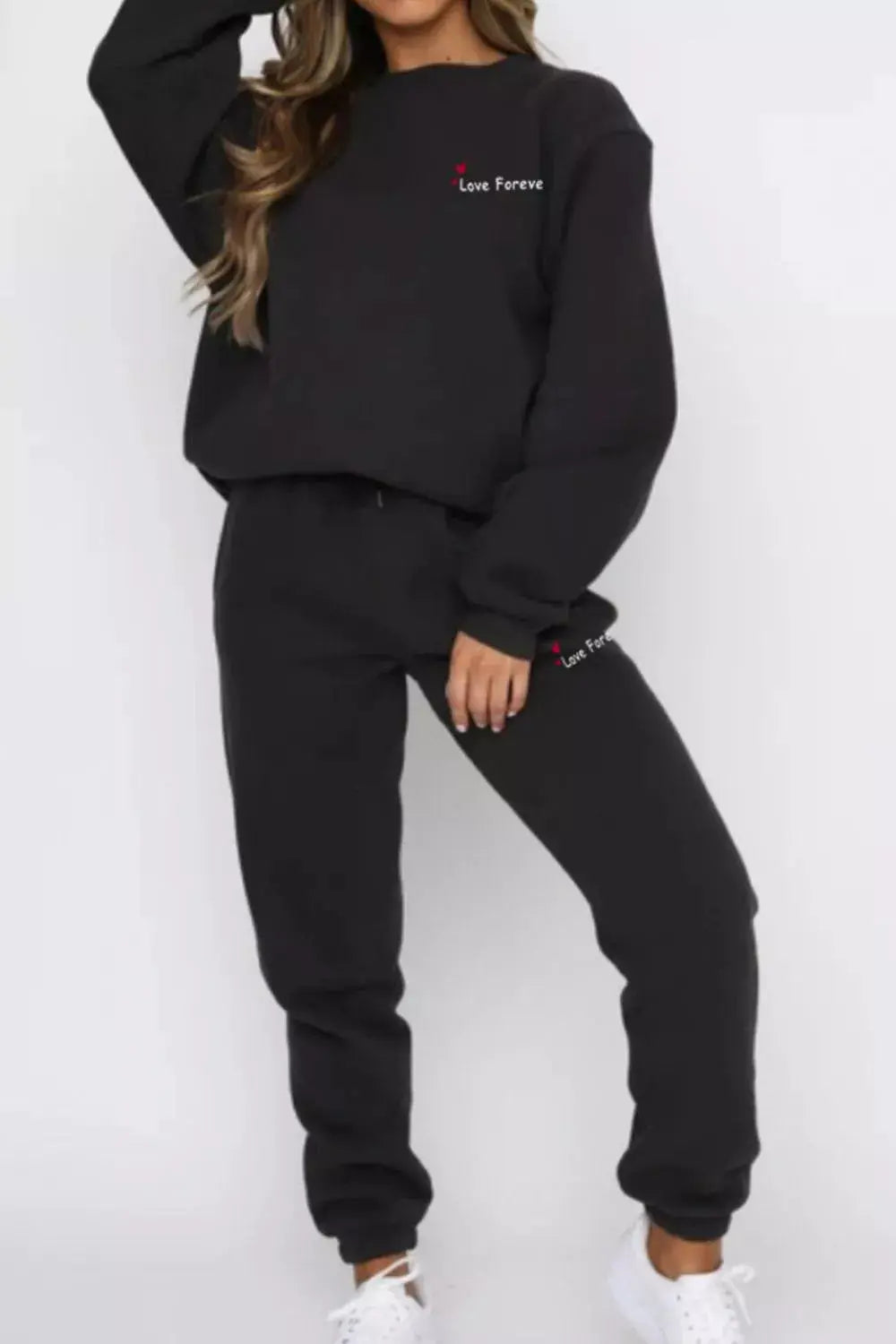 Round Neck Sweatshirt and Joggers Set STYLE SOURCE