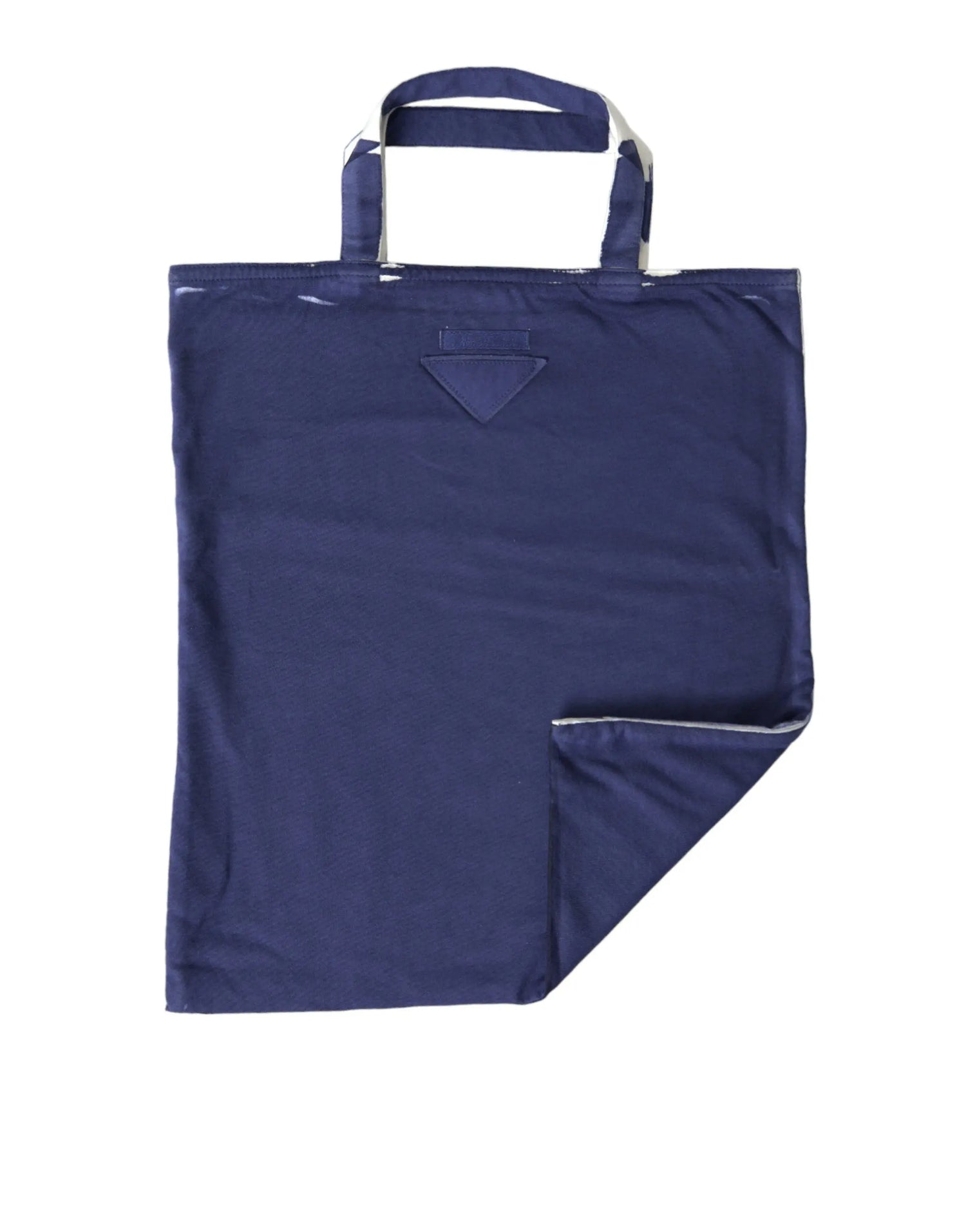 Prada Blue Jersey Fabric Logo Shoulder Shopping Tote Shopping Bag STYLE SOURCE