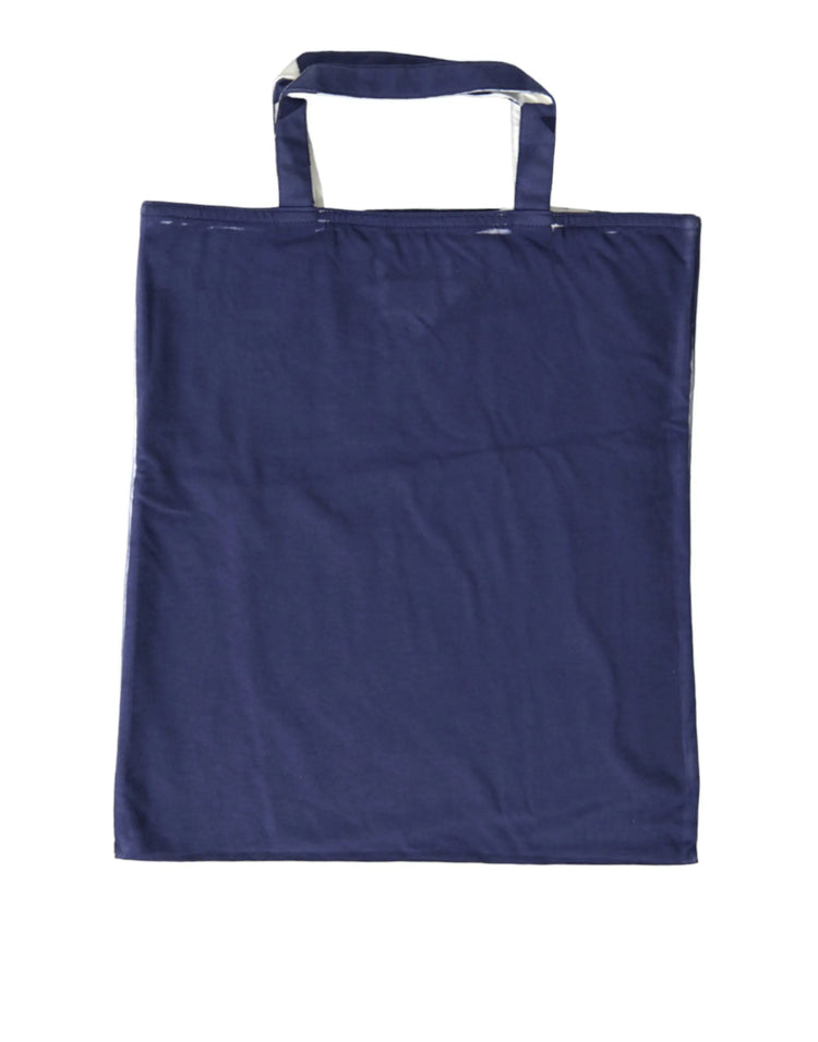 Prada Blue Jersey Fabric Logo Shoulder Shopping Tote Shopping Bag STYLE SOURCE