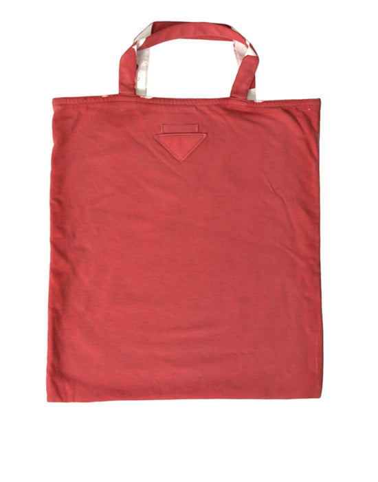 Prada Red Jersey Fabric Logo Shoulder Shopping Tote Bag STYLE SOURCE