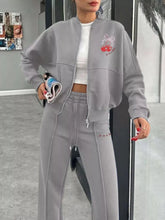 Zip Up Dropped Shoulder Outerwear and Pants Set STYLE SOURCE