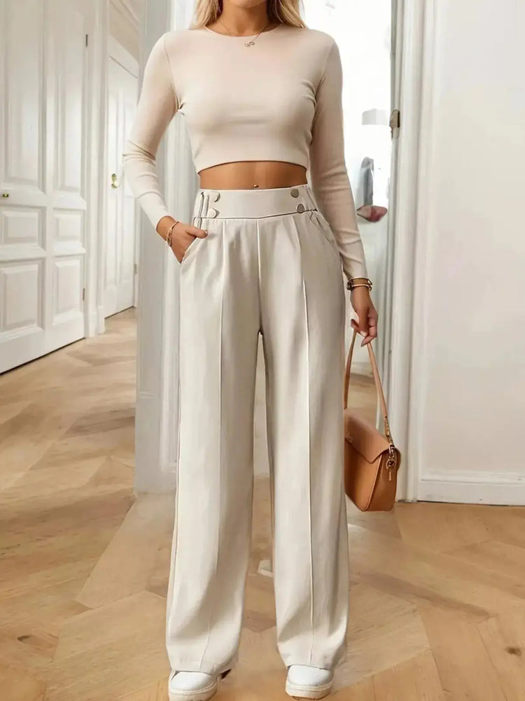 Full Size High-Waisted Wide-Leg Pants Plus Size STYLE SOURCE