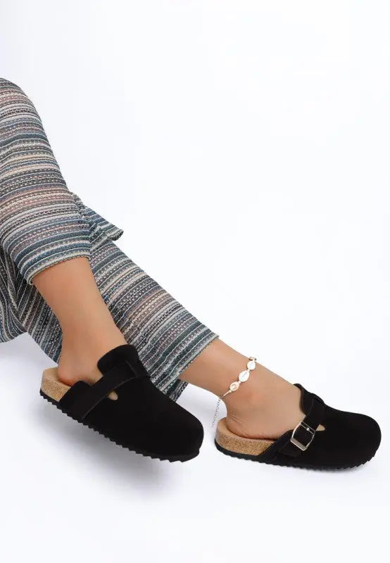 Ratiha Buckle Accent Slip-On Footbed Mules STYLE SOURCE