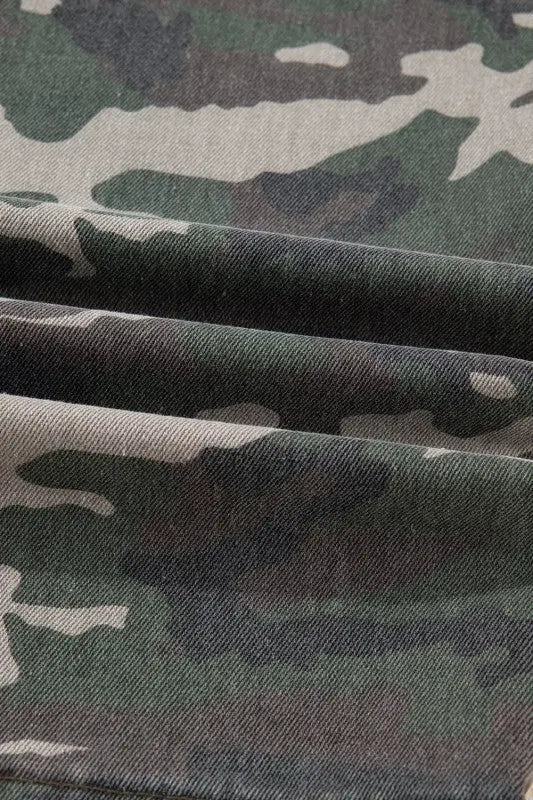 Camo Denim Cargo Wide Leg Pants STYLE SOURCE