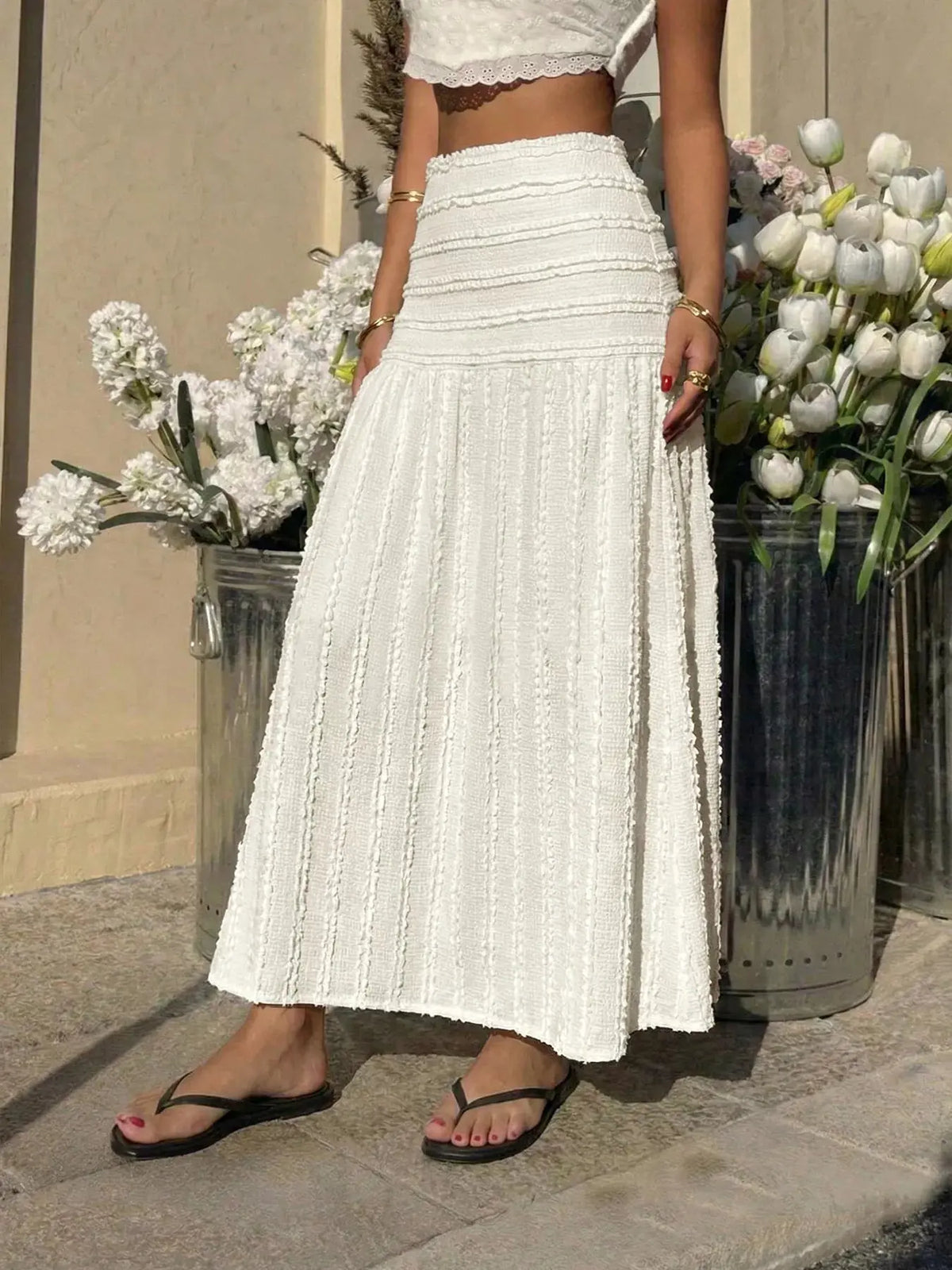 Textured A-Line Midi Skirt STYLE SOURCE
